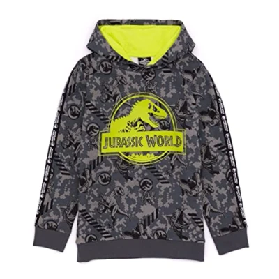 Image of Jurassic World Hoodie For Kids Boys Girls Camp Cretaceous Series T Rex Dinosaur Grey Sweater Long Sleeves With Hood 5 6 Years