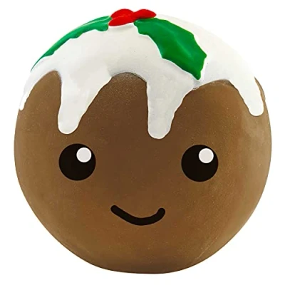 Image of DOG Life SEASONS GREETINGS SOFTY LATEX CHRISTMAS PUDDING 12 CM PUPPY SQUEAKY TOY BALL