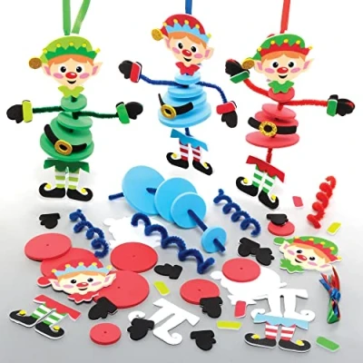 Image of Baker Ross Christmas Elf Stacking Decoration Kits Pack of 6, Kids Tree (FE964)