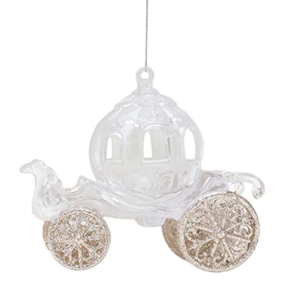 Image of Christmas Concepts® 10cm (4&quot;) Glitter Decorated Princess Carriage Decoration (CHAMPAGNE, 1)