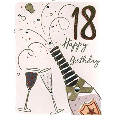 Image of 18th Happy Birthday Fizz Gigantic Greeting Card Embellished A4 Sized Cards AO007