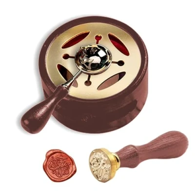Image of Wax Seal Stamp Kit,Wax Melting Furnace Tool,Wax Warmer Spoon Holder,Seal With For Craft Wedding And Envelope