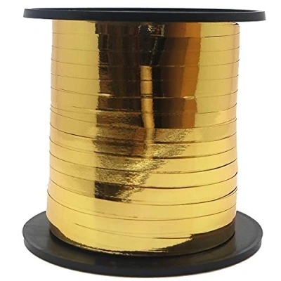 Image of Gold Curling Ribbon (45 Meters) 1 Count Vibrant &amp; Ribbon, Ideal for Gift Wrapping, Decor Crafting, Golf
