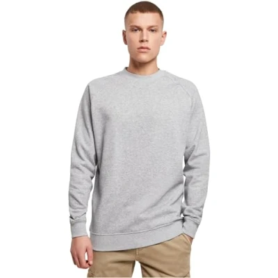 Image of Build Your Brand Men&#039;s Raglan Sweat Crewneck Pullover Sweater, Heather Grey, XXXXXL
