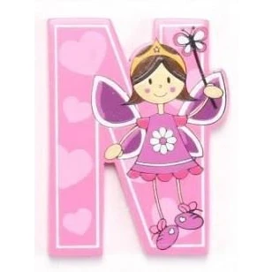 Image of Vinsani® Wooden Fairy Alphabet Letters Personalised Bedroom Wall Door Name (N)
