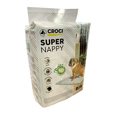 Image of Croci Super Nappy Daisy Hygienic Mats for Dogs 84X57 cm 30 Pieces Traverses and Pets, Dog Cat Pee Ultra Absorbent Disposable, Anti odour Scented