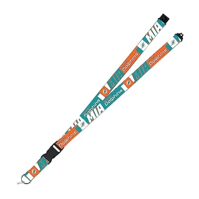 Image of Rico Industries NFL Football Miami Dolphins 19&quot; x 1&quot; Premium Unisex Adult Safety Breakaway Lanyard Flash