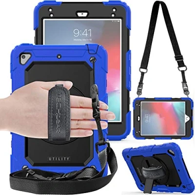 Image of TECHGEAR UTILITY Case fits Apple iPad Mini 5th Gen 2019 / 4 Tough Rugged HEAVY DUTY Armour Shockproof Protect 360 Degree Rotating Stand, Hand Strap and Shoulder Blue