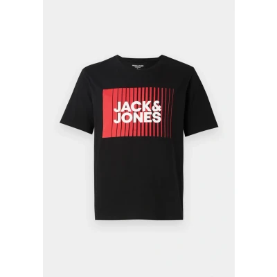 Image of Jack &amp; Jones Oneck Print Tshirt, Men&#039;s, Size: Small, Black