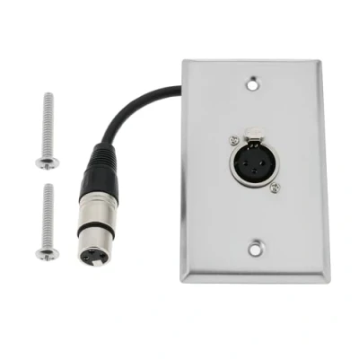 Image of EMSea 11.4x7cm Stainless Steel Solderless XLR Wall Plate 1 Port Female to Audio with 20CM Pigtail for Pro Installation