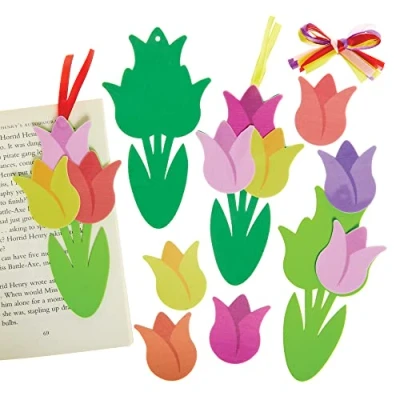 Image of Baker Ross FX460 Tulip Mix and Match Bookmark Kits Pack of 8, Foam Sticker Craft for Kids