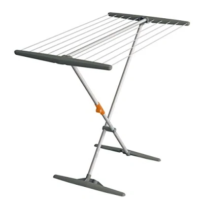 Image of JUWEL Superdry Basic 40805 Clothes Airer (with Washing Lines, Drying Length 11 m, Aluminium, for Bathroom and Balcony), Linen, Obsidian Grey