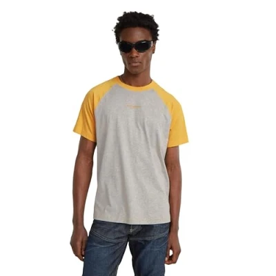 Image of G STAR RAW Men&#039;s Baseball Loose R T Shirt, Multicoloured (Milk HTR/Dk Spice HTR D24630 336 g504), S