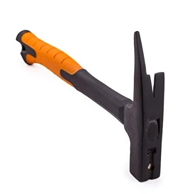 Image of MIVOS Roofing Hammer 600 g Head Weight 2K Fibreglass Handle Carpenter&#039;s with Magnetic Nail Holder Claw Anti Vibration and Forged DIN 7239, Black / Orange