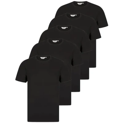 Image of Tokyo Laundry Men&#039;s (Pack of 5) Cotton Jersey Plain Black T Shirt Set