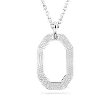 Image of Swarovski Dextera pendant, Octagon shape, Pavé, White, Rhodium plated
