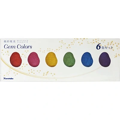 Image of Kuretake Gansai Tambi Gem colors, Watercolor paint set, 6 Professional quality for artists and crafters, AP Certified, adult, Made in Japan, MC20GC/6V