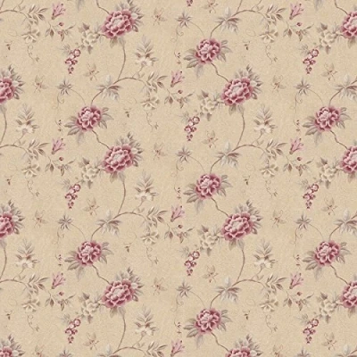 Image of MyTinyWorld Pack of 5 Dolls House Dark Pink Trailing Flower Design Wallpaper Sheets