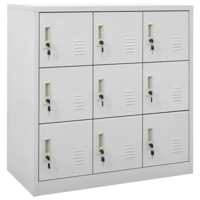 Image of vidaXL Locker Cabinet Office Furniture Accessories Equipment Wardrobe School Storage Style Durable Light Grey Steel
