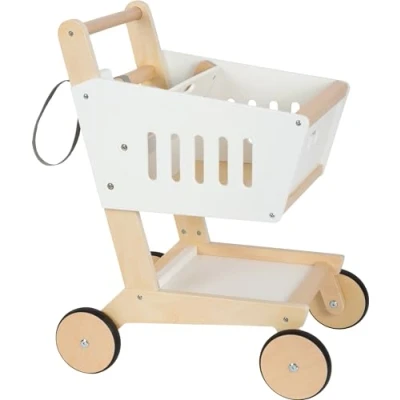 Image of small foot Wooden Shopping Trolley Fresh, Store and Supermarket Accessory, Role Play Toy for Ages 3+ Years, 12403