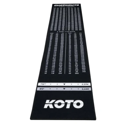 Image of KOTO Carpet Checkout Black, 285 x 60cm Incl. Score Indicator, Non Slip Dart Mat, Professional Protect Floor and Darts