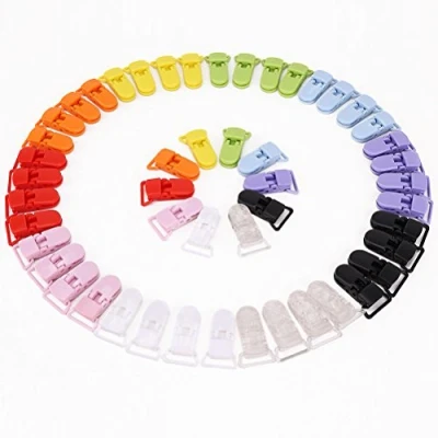 Image of VORCOOL 50pcs 10 Colors T shape Plastic Baby Dummy Pacifier Clips Badge Bib Holders (Random Color)