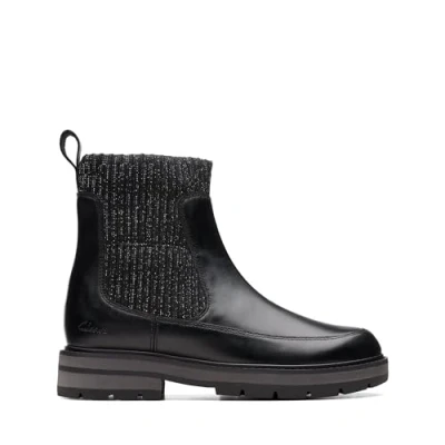 Image of Clarks Prague Top K. Mid Calf Boot, Black Leather, 7 UK Child