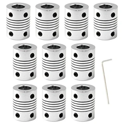 Image of 5mm to 10mm Flexible Shaft Coupling 25mm length Aluminium Alloy For 3D Printer And CNC Machine Pack Of 10 (Wrench Included)