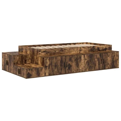 Image of vidaXL Storage Bed Frame Smoked Oak 100x200 cm