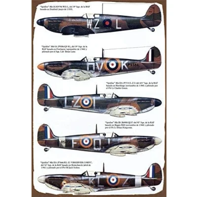 Image of Spitfire Aeroplane, British, Raf, Iconic Vintage Style Metal Advertising Wall Plaque Sign Tin Decor Poster 8X12 Inches A9