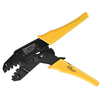 Image of Heschen Ratchet Crimper Plier, HS 03BC, Non Insulated Terminals &amp; Receptacle Crimping Tools, Use for 0.5 6 mm² (20 10 AWG), Yellow
