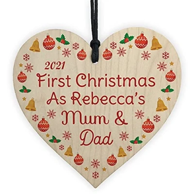 Image of RED OCEAN First Christmas As Mummy Daddy Bauble New Baby Gift Personalised Tree Decoration