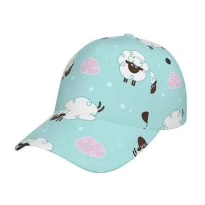Image of Hceaatb Unisex Baseball Cap Sheep Soft Cartoon Print Trucker Low Profile Hat Adjustable Dad Hats Peak Caps Black