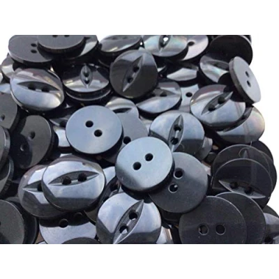 Image of Black 10 Round Fish Eye Buttons Size 26 (16 mm) x 50