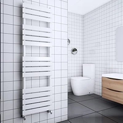 Image of Warmehaus Flat Panel Heated Towel Rail Radiator Ladder Rad 1600 x 450mm Bathroom Central Heating Warmer White