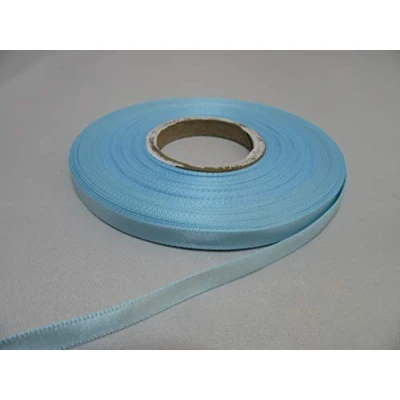Image of 2 metres x 7mm Satin Ribbon Duck Egg Light Blue Double Sided 7 mm
