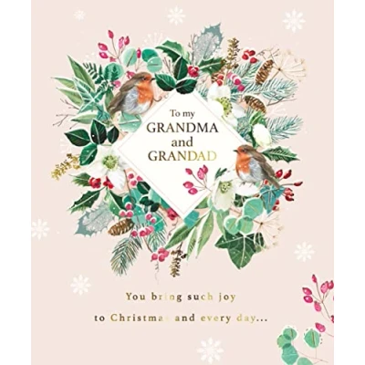 Image of The Great British Card Company Grandma &amp; Grandad Gold Foiled Christmas Greeting Fable Range Xmas Cards XRJC0022