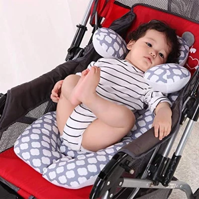Image of Infant Car Seat Insert, Cotton Baby Stroller Liner Head and Body Support Pillow, Pad Carseat Neck Cushion for Toddler (Cloud)