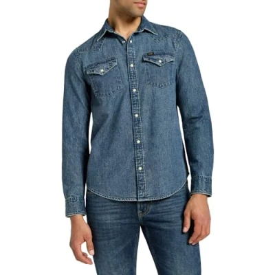 Image of Lee Men&#039;s Regular Western Shirt, Green Aura, XL