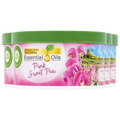 Image of Air Wick Scented Gel Room Freshener &amp; Odour Neutraliser, Pink Sweet Pea Fragrance 70g, Multipack of 4