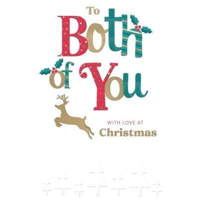 Image of to Both of You with Love Festive Cheer Jolly Reindeer Christmas Greeting Card XFC047