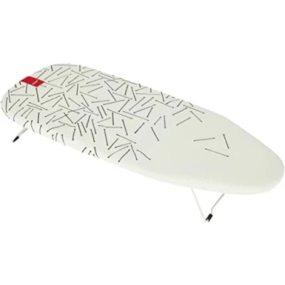 Image of Rayen Table Ironing Board Compact Folding Design with Metal Mesh Hanging Print Dimensions: 73.5 x 31.5 cm