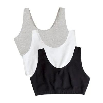 Image of Fruit of the Loom Women&#039;s Built up Sports Bra, Black/White/Heather Grey Pack 6, 40 UK