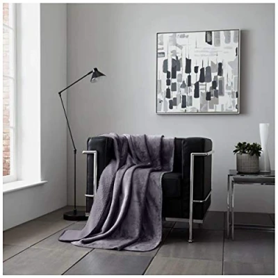 Image of GC GAVENO CAVAILIA Flannel Fuffy Blanket, Soft &amp; Cosy Thermal Sherpa Throw, Cuddle Warm Throws For Beds, Charcoal, 150X200 Cm