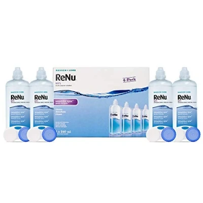 Image of ReNu Multi Purpose Contact Lens Solution 4 x 240ml Soft Lenses for Comfortable Wear Gentle on Sensitive Eyes Clean, Disinfect, Rinse, Lubricate and Store your Case Included