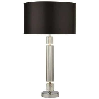 Image of Chrome, Glass Lamp with Black Shade Silver Inner