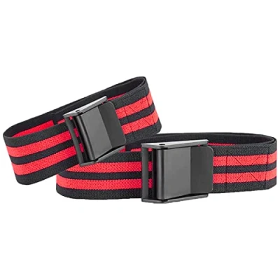 Image of VSL Occlusion Bands 4 Pack BFR Blood Flow Restriction for Arms, Legs or Glutes Gym Fitness Training Cuffs, Gain Muscle Without Heavy Weight Lifting Resistance (Red)