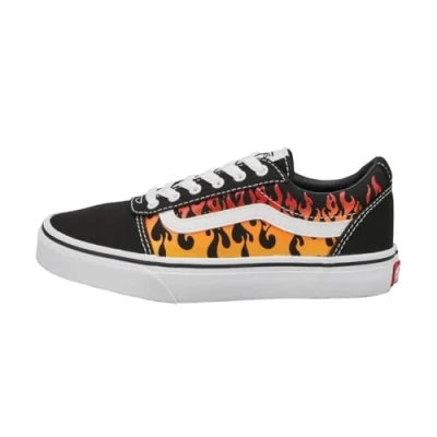 Image of Vans Unisex Kids Ward Sneaker, Flame Black White, 2.5 UK Child
