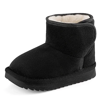 Image of MK MATT KEELY Baby Winter Shoes Kids Boy Girl Warm Snow Boots Toddler Unisex Plush Booties Black,5 UK Child(140mm)