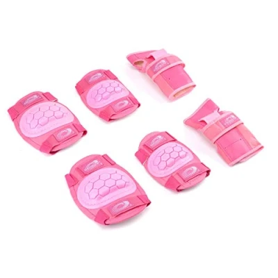Image of Osprey Kids&#039; Skate Bmx Pads Knee, Elbow and Wrist Protective Set 6 Piece Scooter Streetsport Pad Pink Large